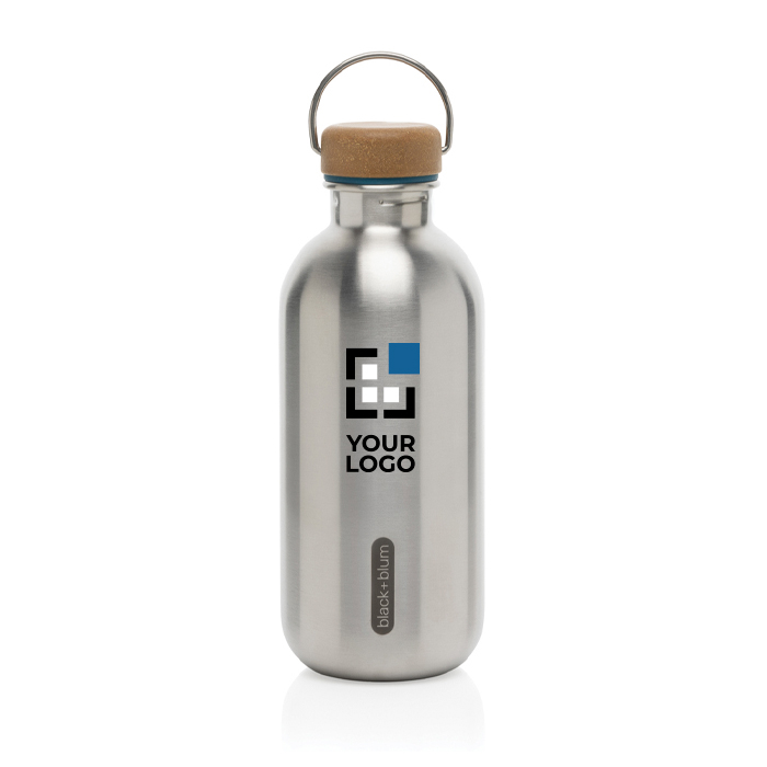 Stainless steel water bottle with anti-drip lid, 600 ml, Black+Blum