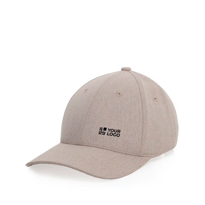 Recycled cotton cap, 6-panel, mottled fabric, 200 g/m²