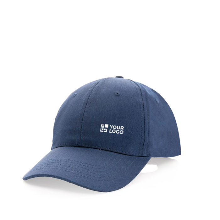 6-panel recycled cotton cap with velcro closure, 190 g/m²