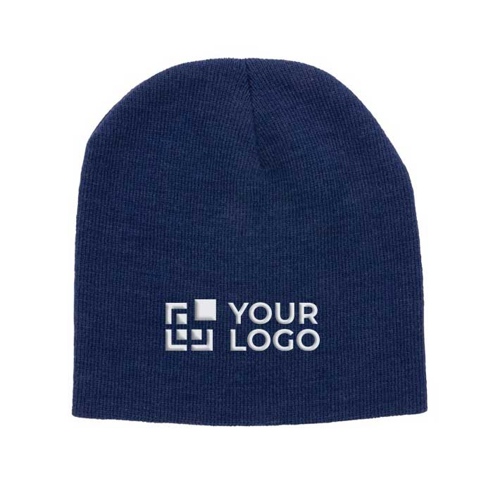 Eco winter hats with logo patch and classic design