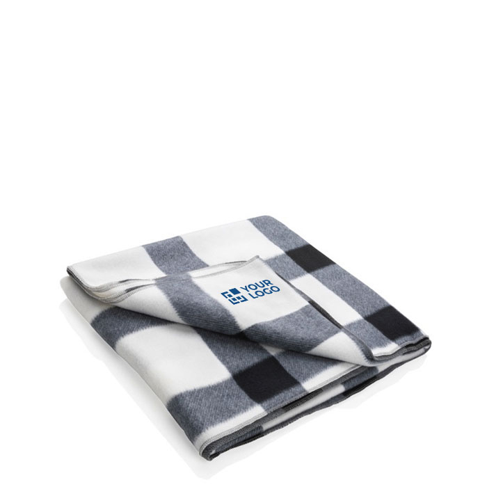 Soft promotional plaid fleece blanket, 180 g/m²