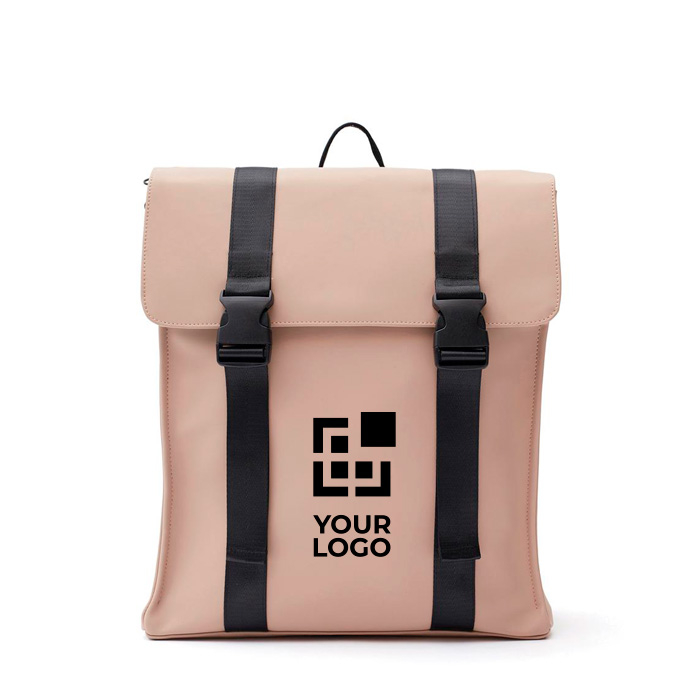 Water-repellent vegan leather travel backpack
