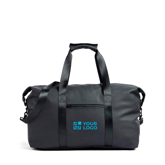 Branded water-repellent travel bag with shoulder strap