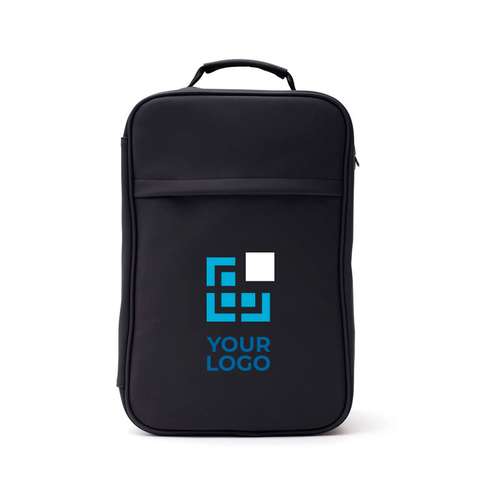 Modern vegan leather travel backpack with trolley strap