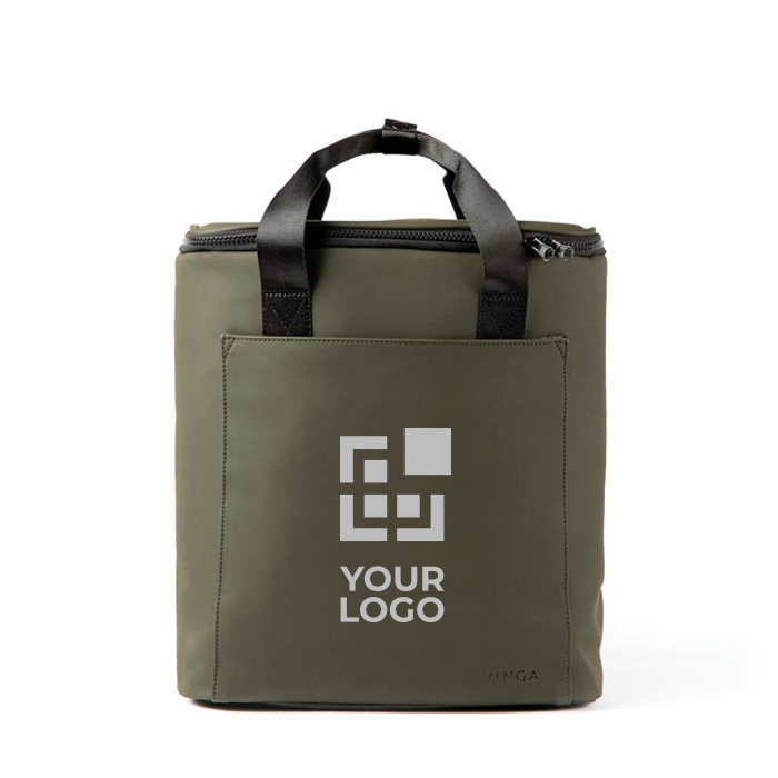 Water-repellent cooler backpack in synthetic leather