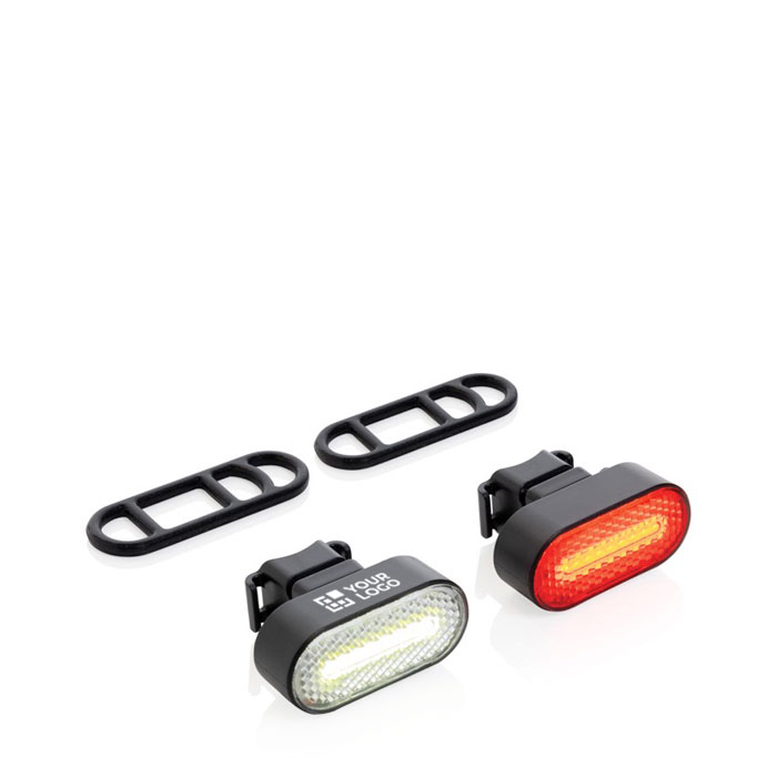 Set of two recycled plastic bike lights with 5 light modes