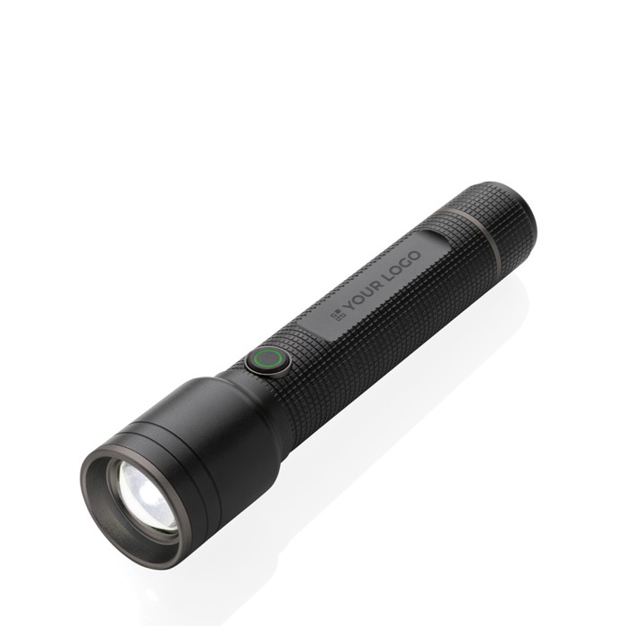 Large recycled aluminium torch with 5 light modes, 500 m range
