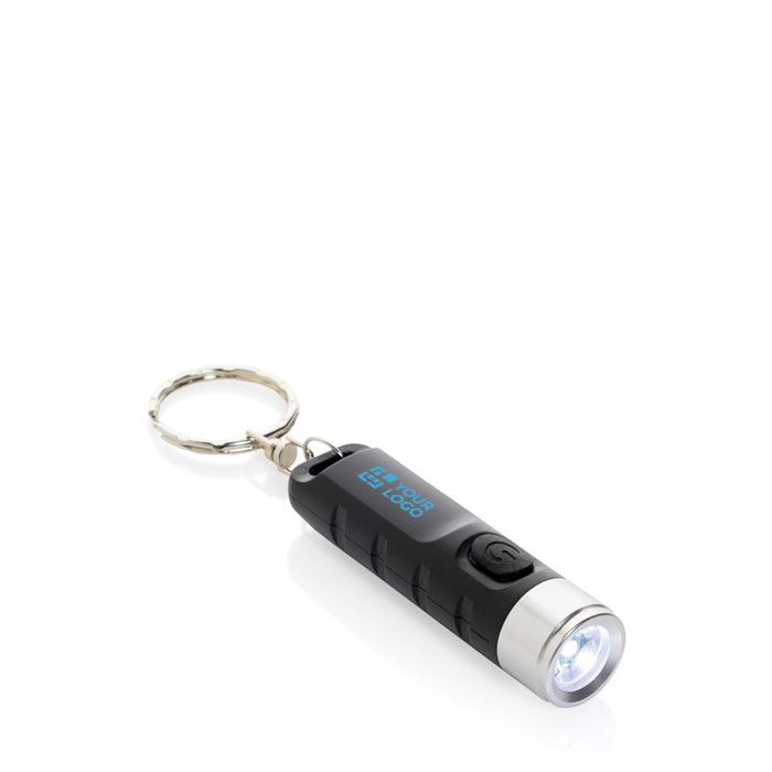 Recycled plastic keyring torch with 3 light modes