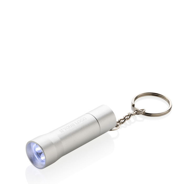 Recycled aluminium LED torch keyring, 15 lumens