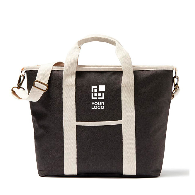 Recycled tote-style cooler bag with elegant details