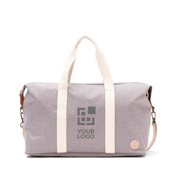 Recycled travel bag with synthetic leather details