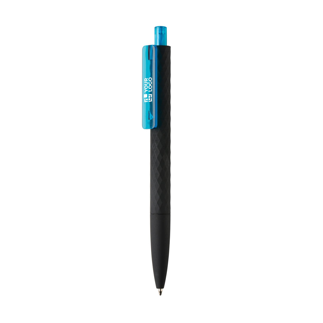 Geometric diamond-pattern pen with blue ink