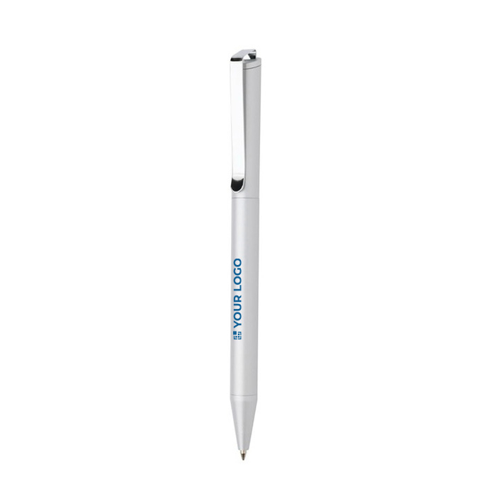 Recycled aluminium twist pen with blue Dokumental® ink