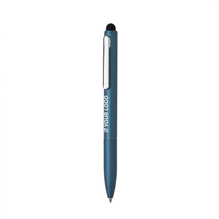 Recycled aluminium pen with stylus and blue ink