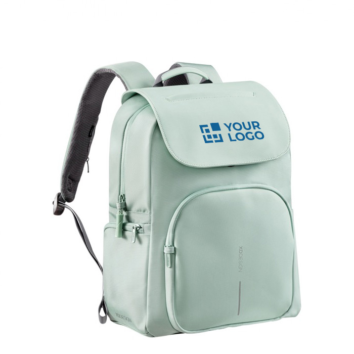 RPET laptop backpack with anti-theft flap and secure zips, 16"