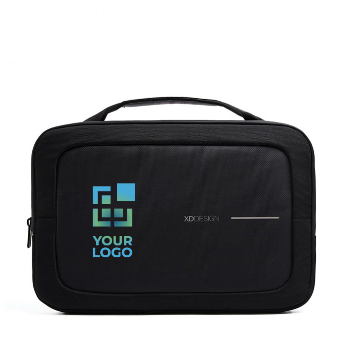 Water-repellent RPET, branded laptop case, 14"