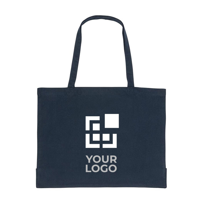 Large printed or embroidered recycled cotton bag, 145 g/m²