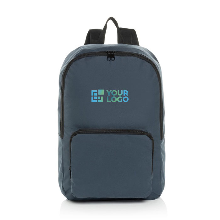 Lightweight foldable RPET backpack with front pocket