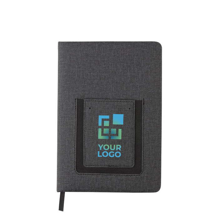 A5 notebook with pocket and card holder, ruled pages