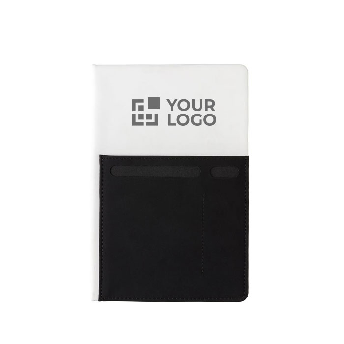 Branded notebook with pockets, A5, ruled pages