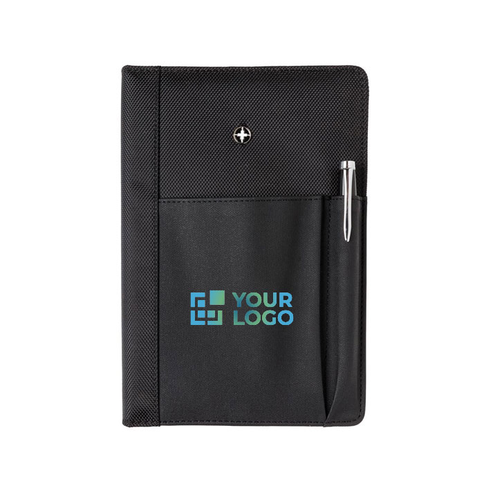 Branded notebook set with compartments and pen