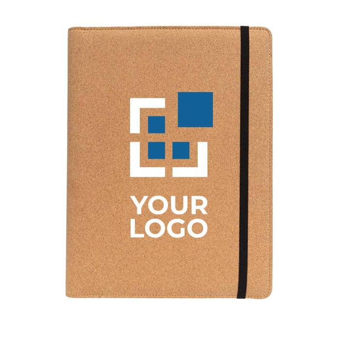 A4 cork portfolio with notepad, pen and card holders