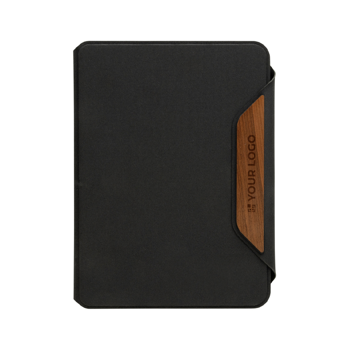 RPET and walnut portfolio with cream paper, A5, ruled pages