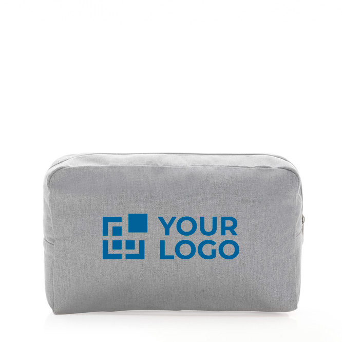 Toiletry bag with logo in recycled canvas, 285 g/m²