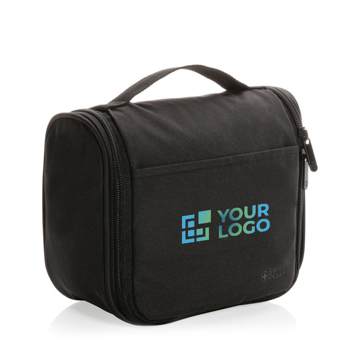 RPET travel toiletry bag with mesh pockets and compartment