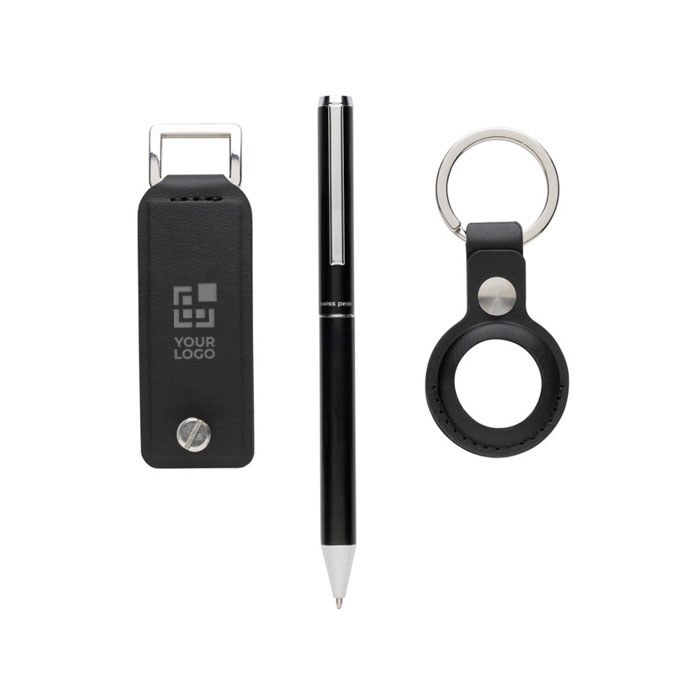 Key organiser set with keyring and blue ink pen