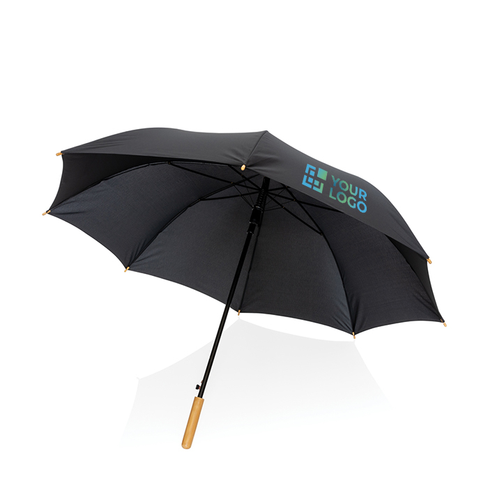 RPET pongee umbrella with bamboo handle, Ø120 cm