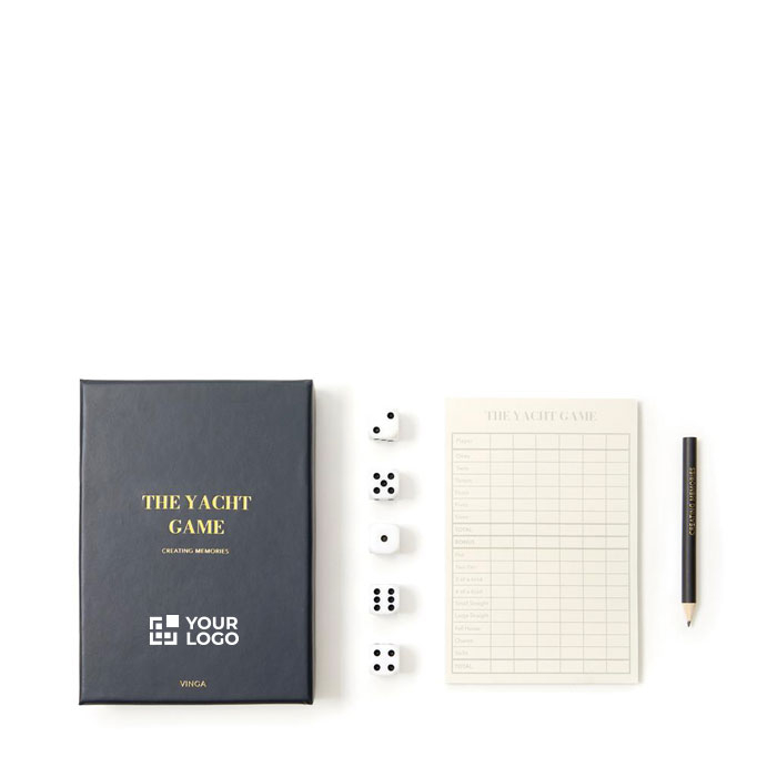 Five dice game in elegant box with notepad and pencil
