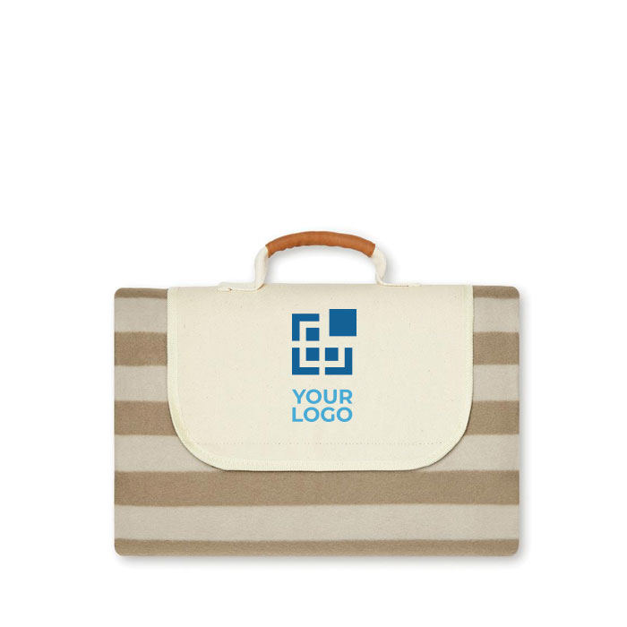 Large striped picnic blanket in fleece, 150 × 200 cm