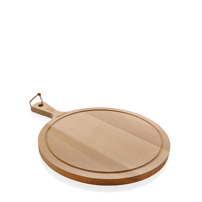 Premium, branded round wooden chopping board