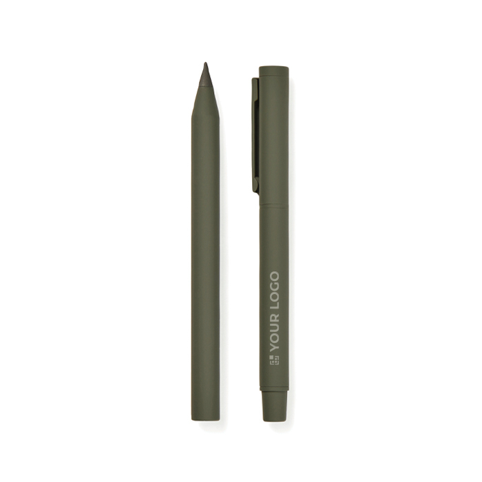 Set of recycled aluminium pens with rubber finish