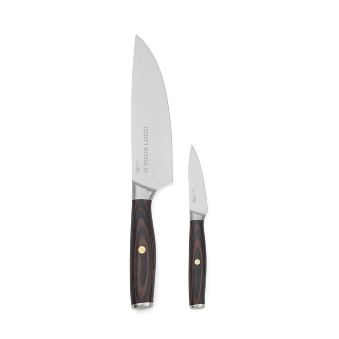 Set of two kitchen knives in recycled stainless steel