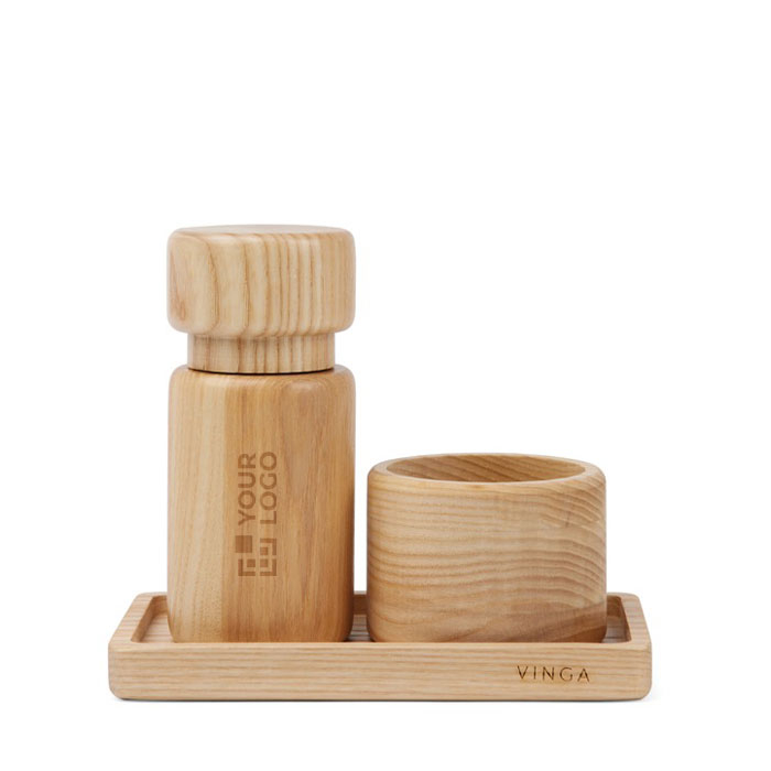 Scandinavian-style salt and pepper set in ash wood