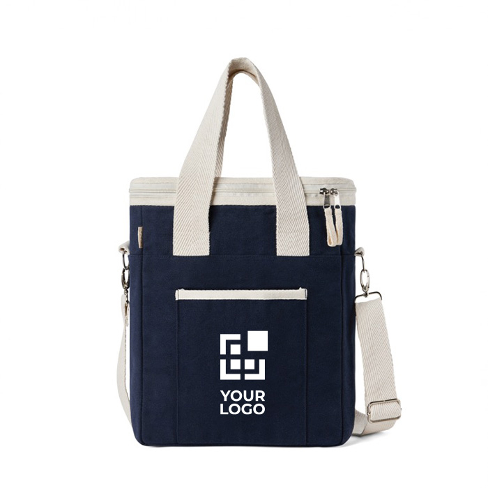 Recycled cotton cooler bag with shoulder strap and handles