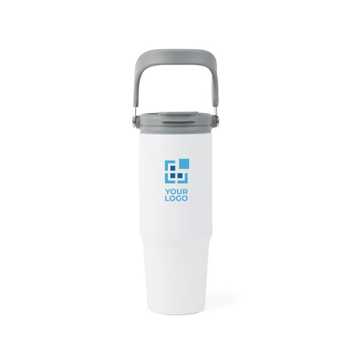 Recycled stainless steel thermal bottle with handle, 880 ml