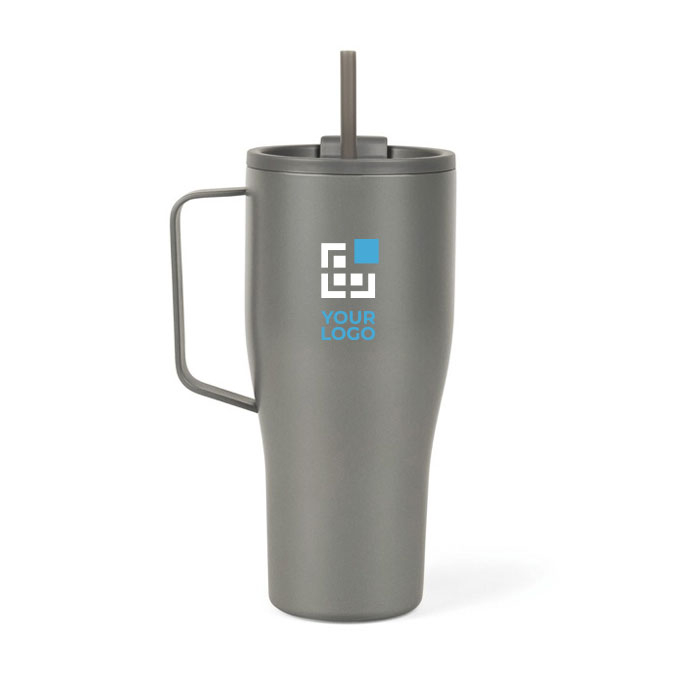 Recycled stainless steel bottle with straw, 800 ml