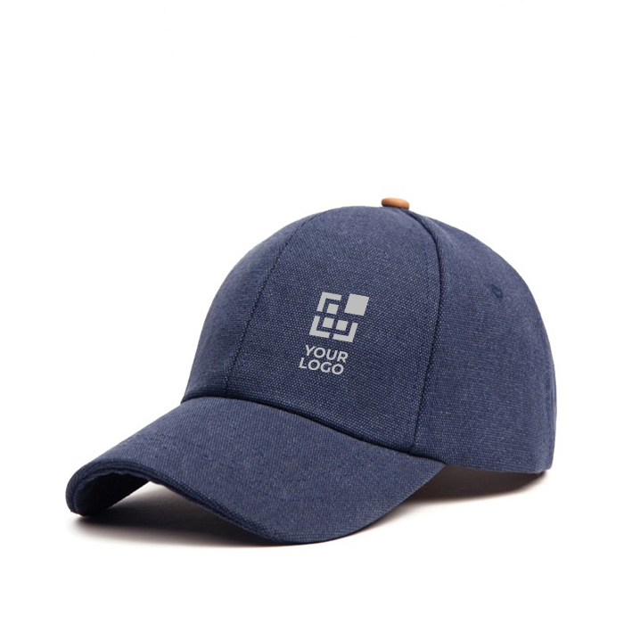 Elegant recycled cotton cap with synthetic leather details