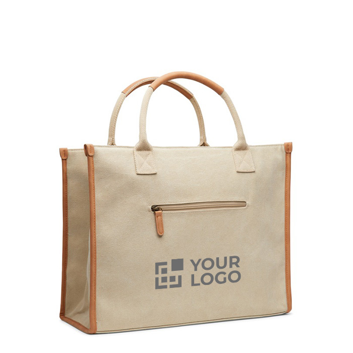 Large recycled canvas office bag with laptop pocket