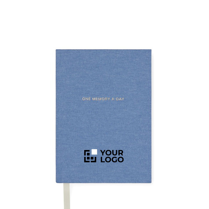 Recycled paper journal with cover and bookmark, ruled pages, A5