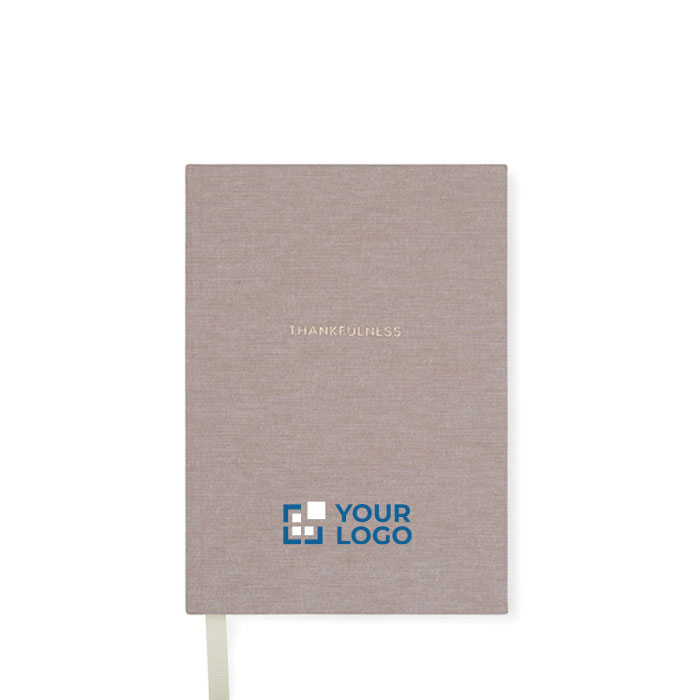 Recycled paper journal with fabric cover and ribbon marker, A5