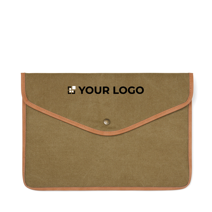 Recycled canvas laptop sleeve with colour trim, 14"