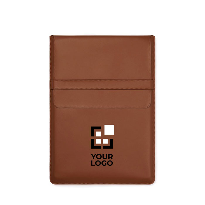 Laptop sleeve in synthetic leather and polyester with closure, 16"
