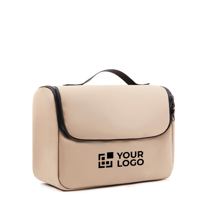 Water-repellent synthetic leather travel toiletry bag with handle
