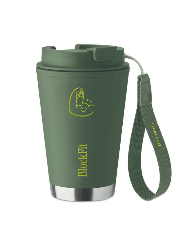 Double-wall travel mug, RPET strap, 300 ml