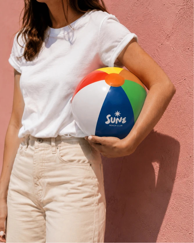 Multicoloured inflatable beach ball, opaque PVC
