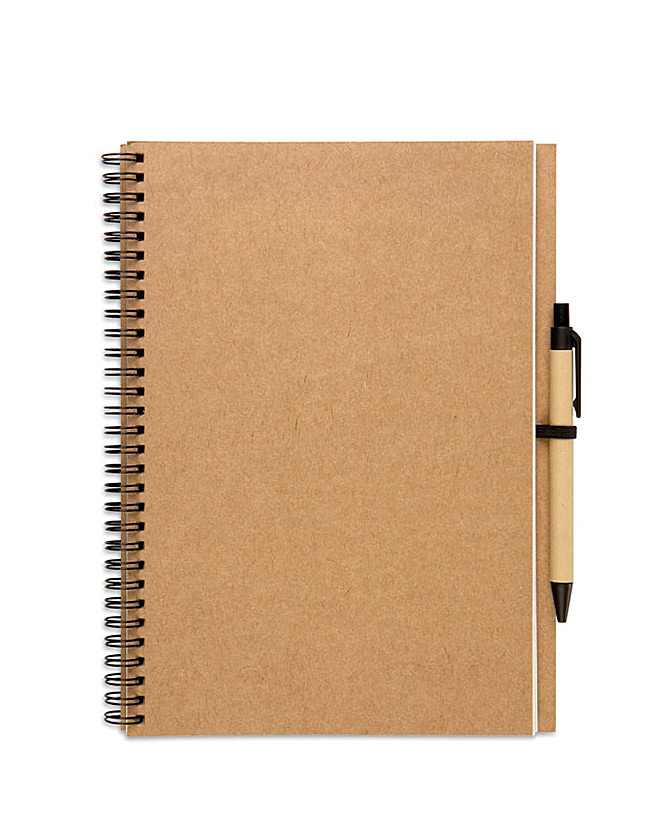 Notebook made from recycled blank paper and pen, B5
